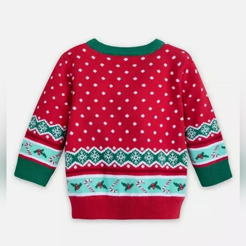 Disney Baby Mickey Mouse Christmas Sweater Red Green Holiday Sz 9-12M - Picture 2 of 5